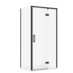SET C139: Kabina prostokątna LARGA 100x80x195 prawa czarna szkło transp + ...