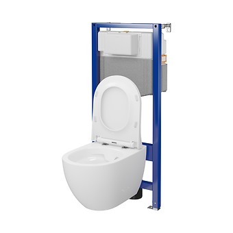 SET C250: stelaż AQUA 50 MECH QF + miska zawieszana ZEN by Cersanit CleanOn z deską