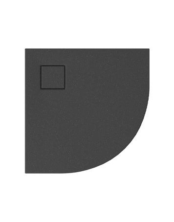 Brodzik półokągły TAKO SLIM 80 x 4 czarny matowy + syfon