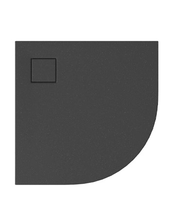 Brodzik półokągły TAKO SLIM 90 x 4 czarny matowy + syfon
